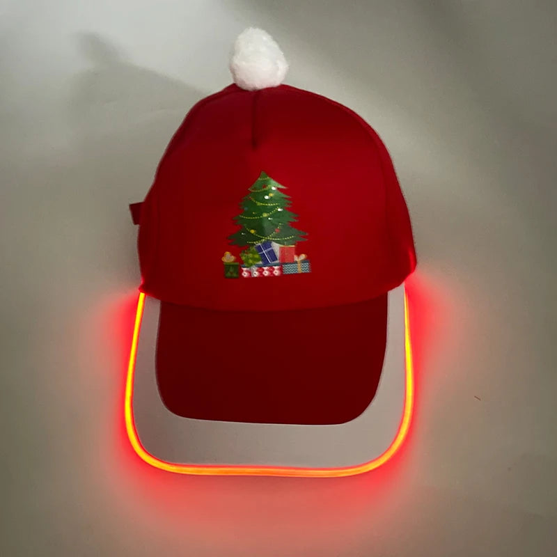 LED Christmas Baseball Hat Grand Event Christmas Reindeer Snowman Glow Props New Year’s Baseball Hats Xmas hat lighting