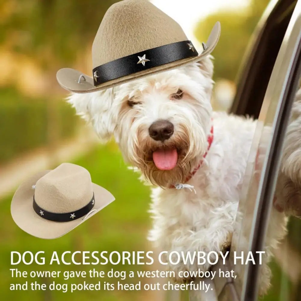 Pet Cowboy Hat Scarf Set Adjustable Buckle Pet Bandana Stylish Western Cowboy Dog Costume Set Breathable Hat Adjustable for Dogs