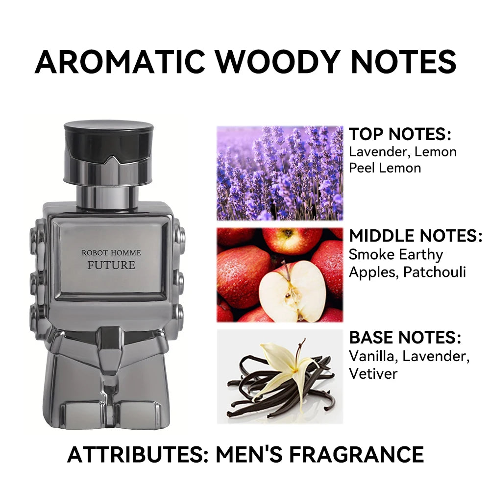 30ML 1.0FL.OZ Robot Perfume for Men, Eau de Toilette Spray, Aromatic Woody Notes, Fresh and Long Lasting, Men's Perfumes