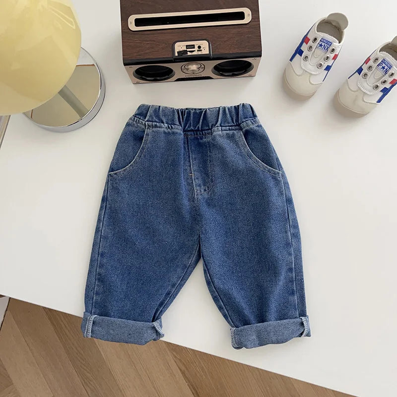 0-5 Years Autumn Kids Jeans Casual Solid Baby Boys Denim Pants Soft Girls Fashion Trousers Matching Corduroy Pants