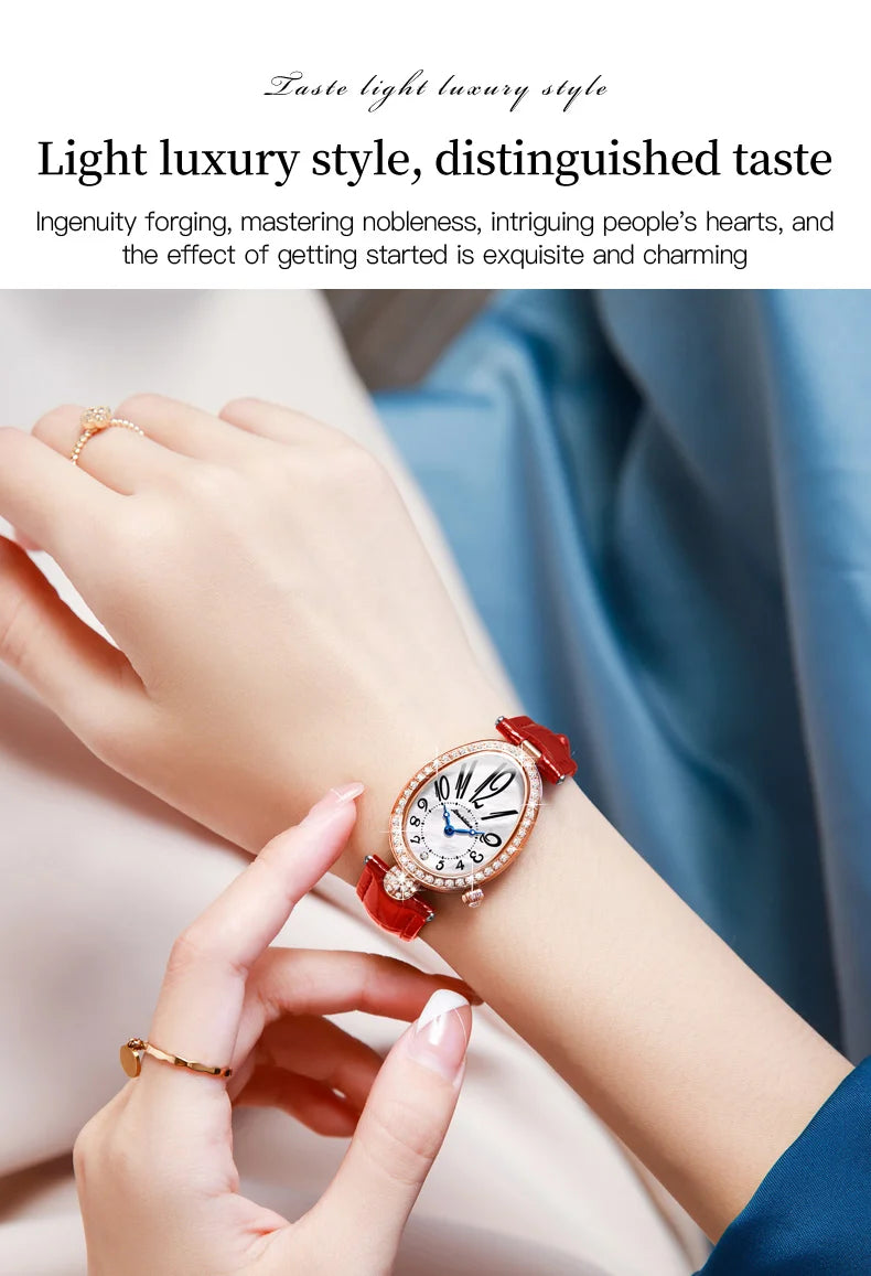 JSDUN 8827 Number Scale Fashion Quartz Watch For Women 50M Waterproof Leather Hand Clock Luxury Business Woman Dress Watches