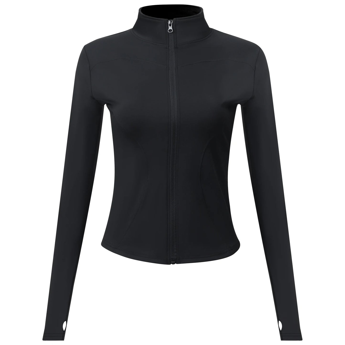 Women's Workout Jacket with Thumb Holes, Lightweight Zip Up Mock Neck Yoga Jacket, Long Sleeve Athletic Slim Fit Tops