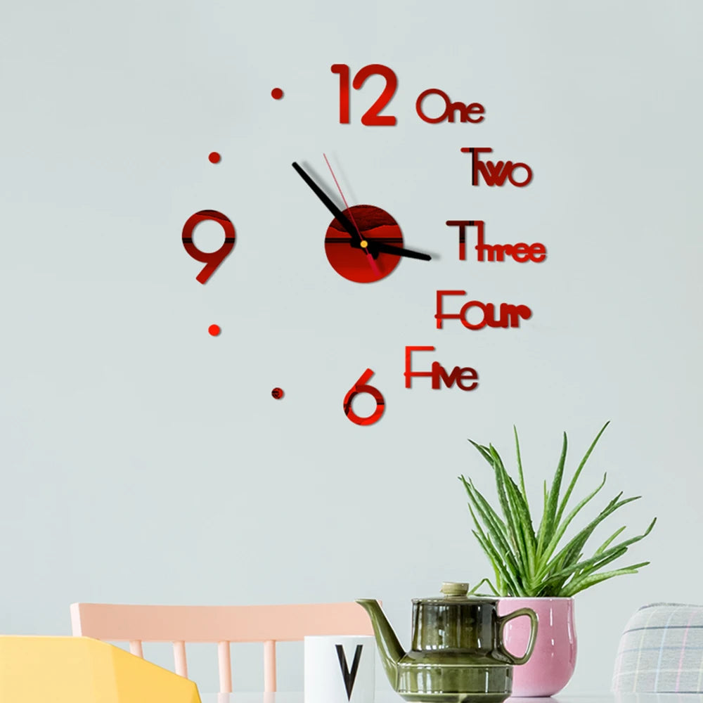 Fashion DIY Luminous Wall Clock For Living Room Design Europe Clock Stickers Acrylic Mirror Clocks Decorative Home Quartz Watch