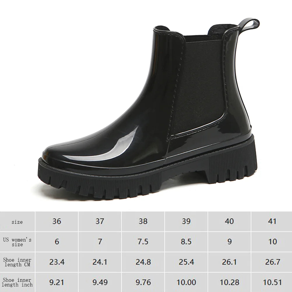 Women's Rain Boots Waterproof Chelsea Boots Anti-Slipping Ankle Rain Shoes Garden Shoes Outdoor Work Shoes