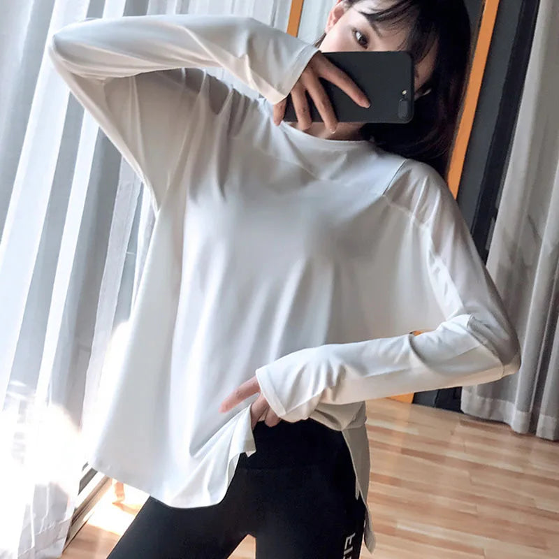 Long Sleeve Sports Top Women Fitness t shirt Quick Dry Yoga Top Running Jogging Workout Tops Female Gym Sport Shirts