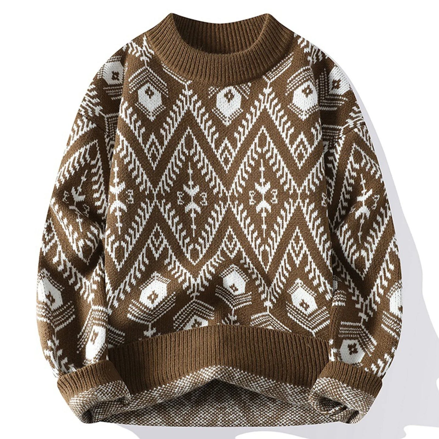 Autumn And Winter Men&Women Casual Christmas Sweater Basic Geometric Prints Pullover Kniited Sweater Soft Comfortable Sweaters