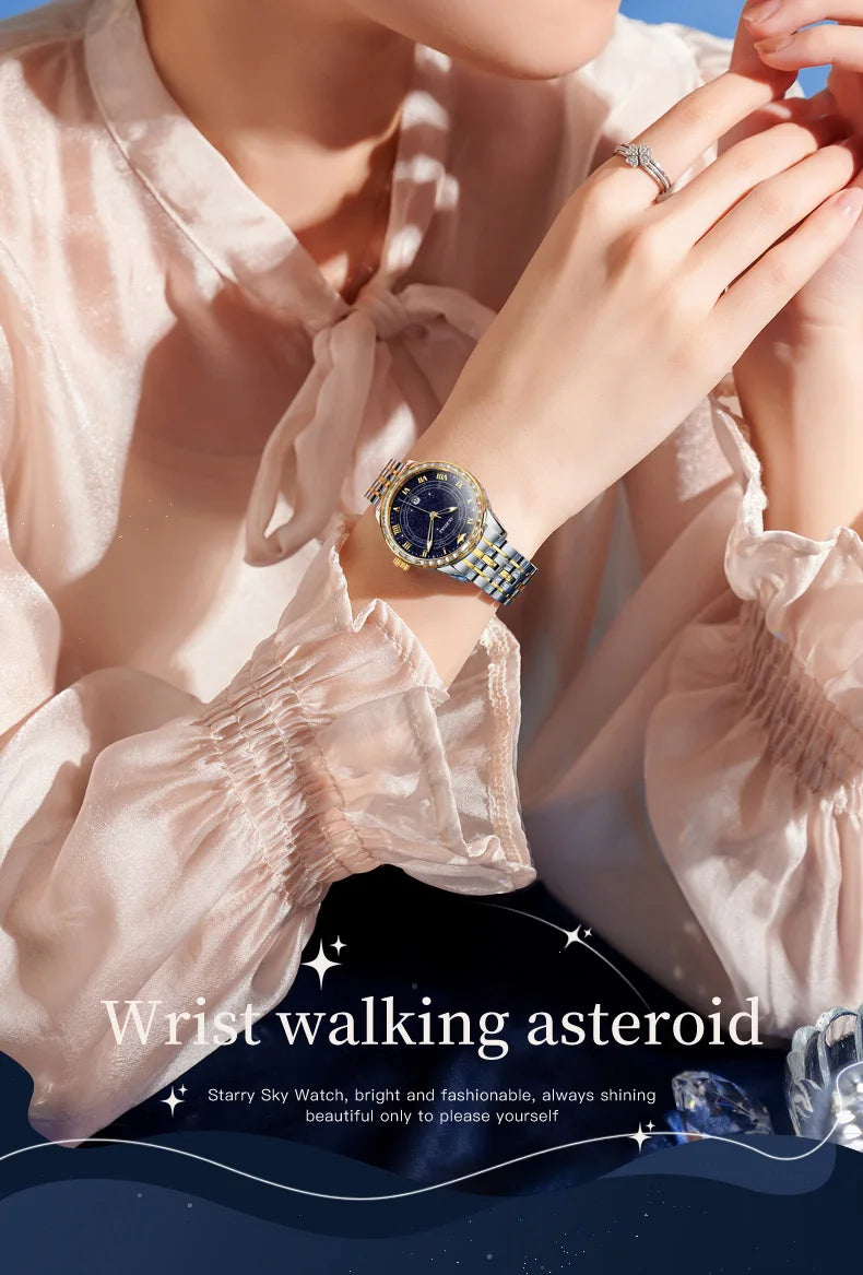 OUPINKE 3203 Starry Sky Women's Watches Swiss Certification Automatic Mechanical Watch Sapphire Mirror TOP Brand Ladies Watches