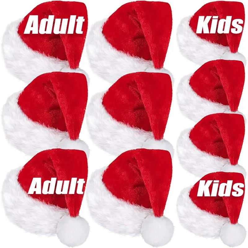 Comfortable Plush Christmas Hat Adult Children Soft Warm Caps Elastic Cap Circumference Santa Claus Hats Festival Dress Up Props