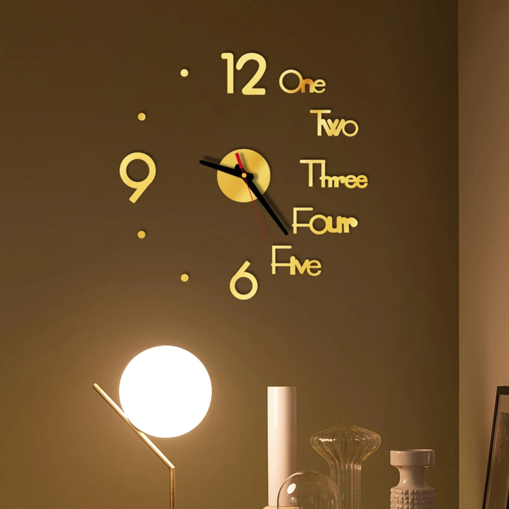 Fashion DIY Luminous Wall Clock For Living Room Design Europe Clock Stickers Acrylic Mirror Clocks Decorative Home Quartz Watch