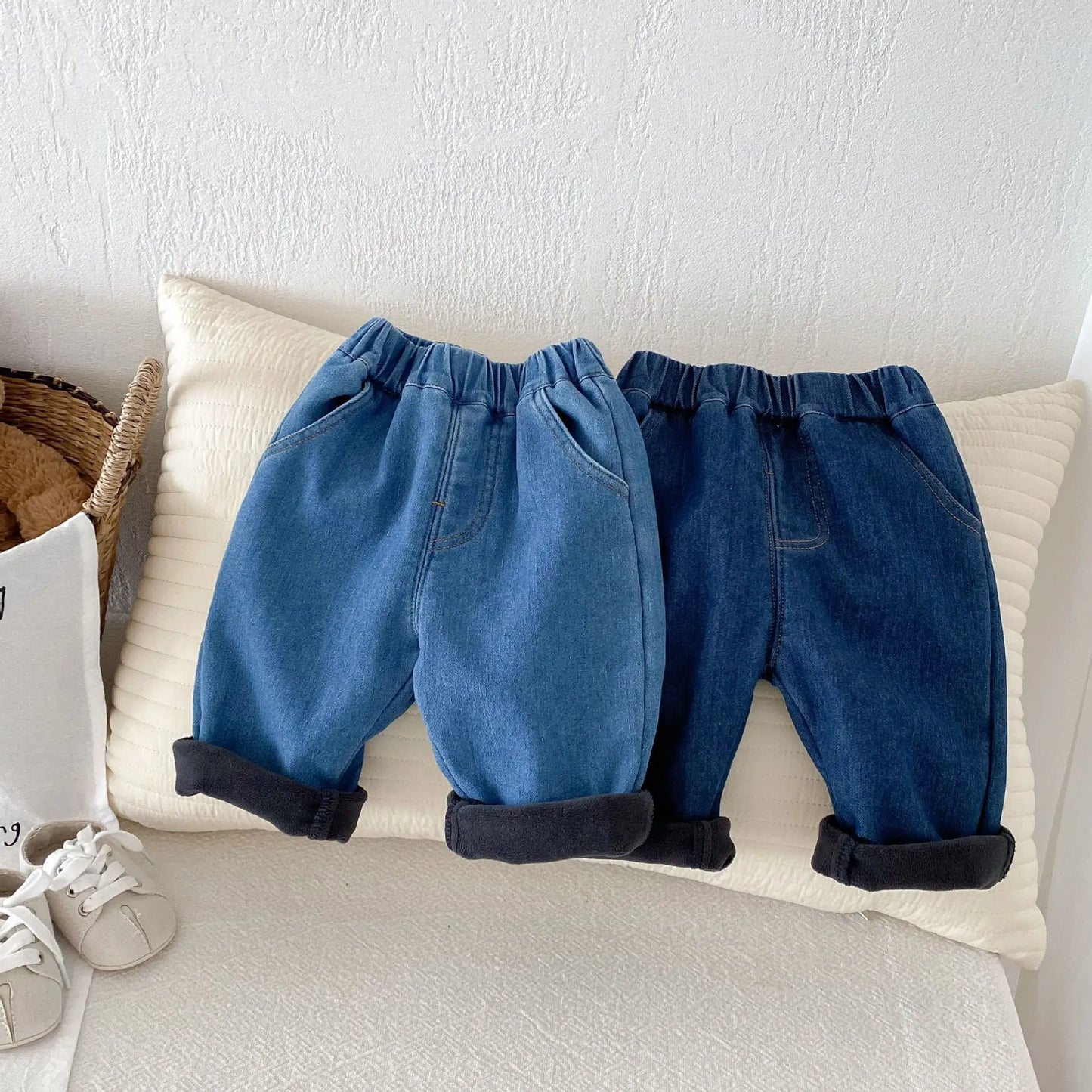 0-5 Years Autumn Kids Jeans Casual Solid Baby Boys Denim Pants Soft Girls Fashion Trousers Matching Corduroy Pants