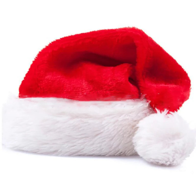 Christmas Plush Santa Claus Hat Winter Thicken Warm Decorative Hat Happy New Year Merry Christmas Party Cap Black Red