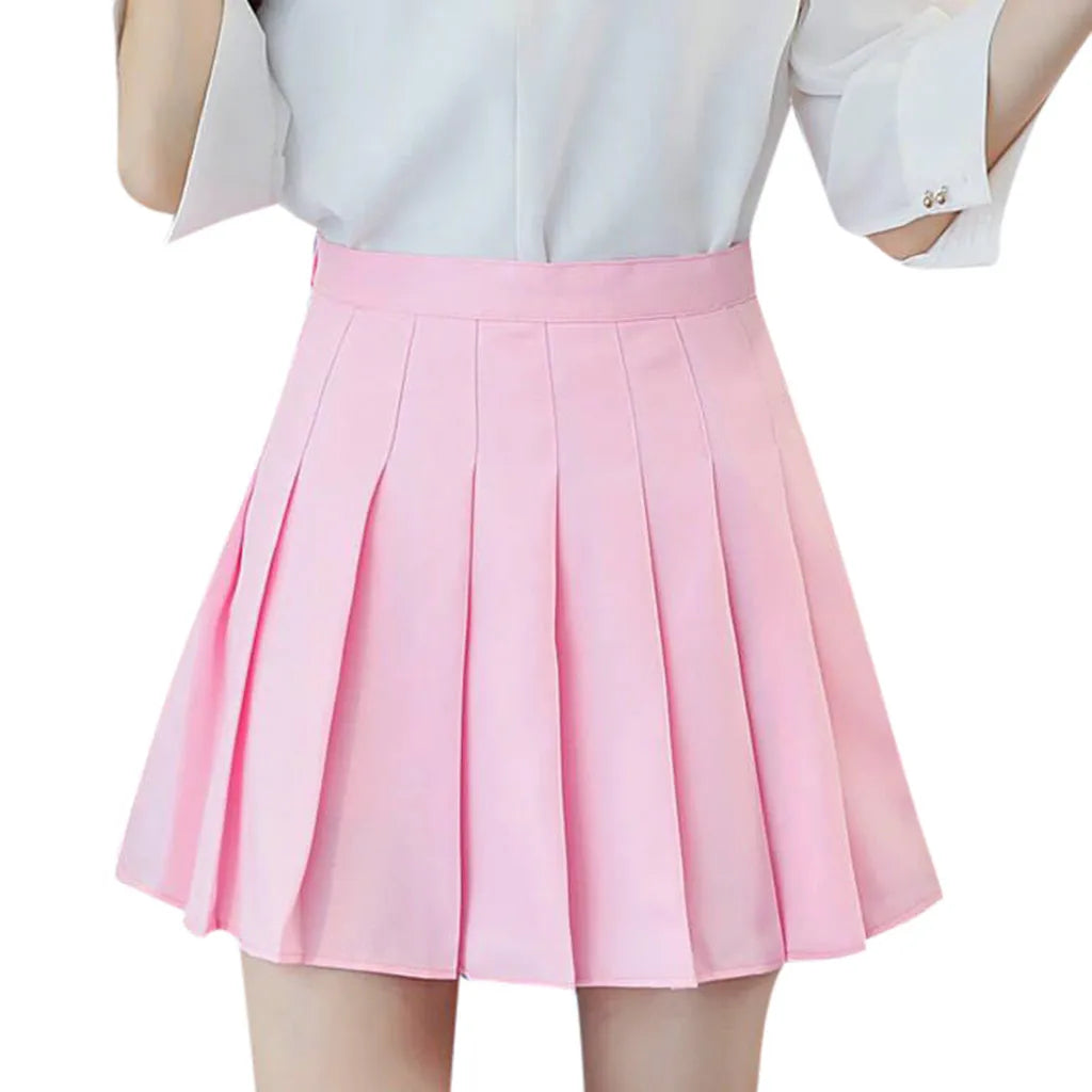 Women Summer High Waist Pleated Skirt y2k Casual Kawaii A-line Plaid black tennis Korean School Uniform Mini Skirts for Girls