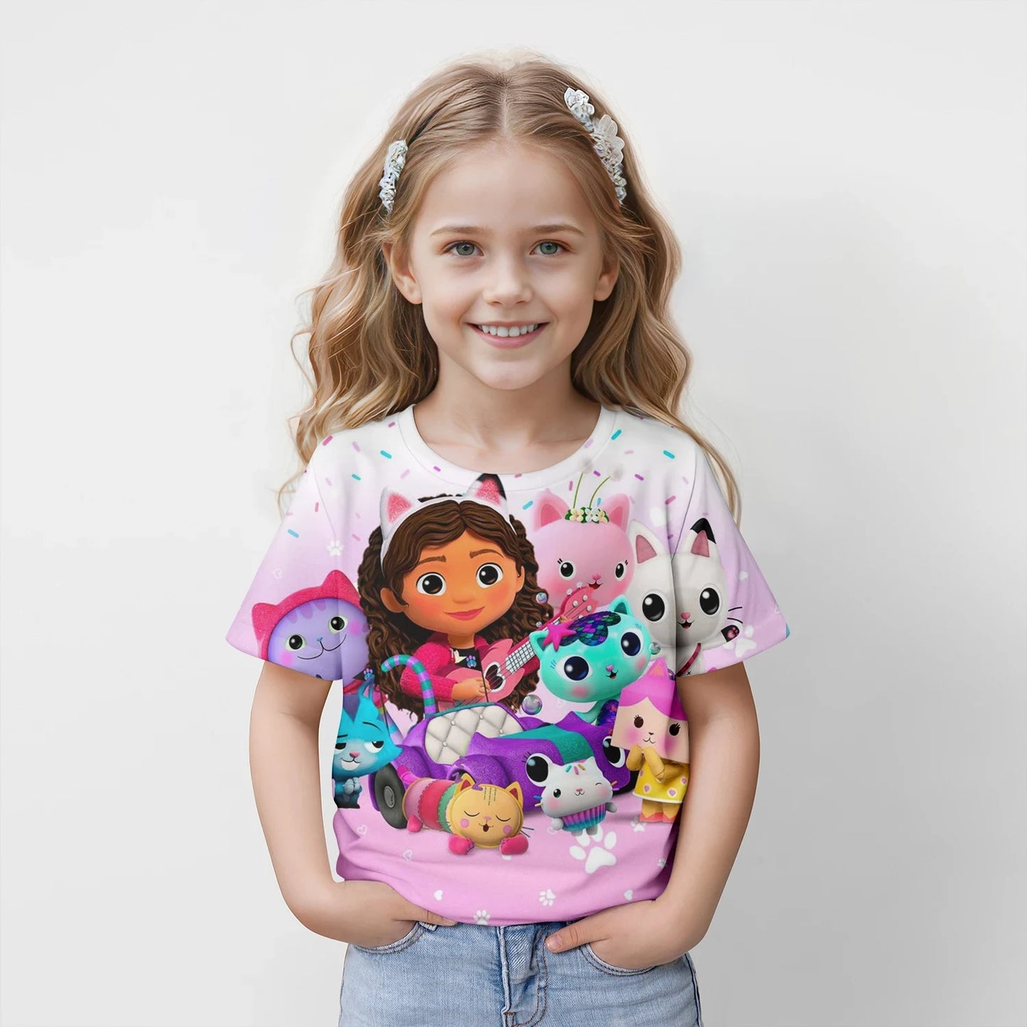 New Kids Cartoon  Gabbys Dollhouse Tops Tees 3D Print  T-shirt Children Casual Short Sleeve Clothing  Girls Sports Streetwear