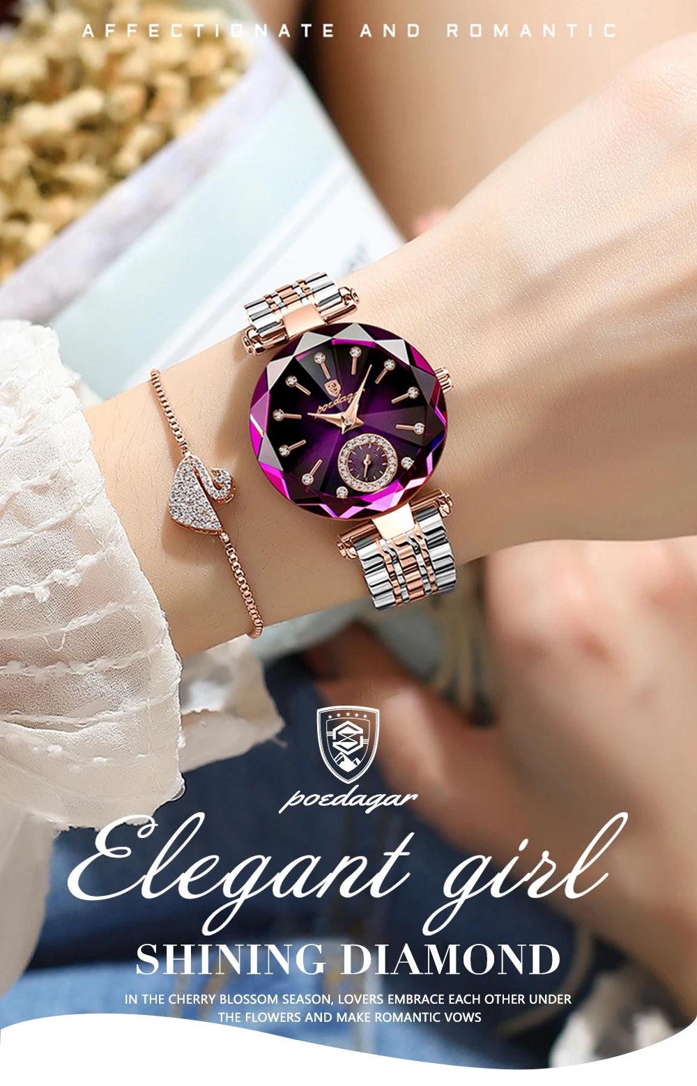 POEDAGAR Luxury Woman Wristwatch Elegant Waterproof Stainless Steel Watch for Ladies Dress Diamond Quartz Women's Watches Reloj