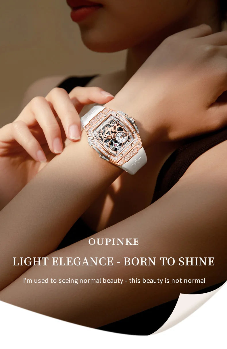 OUPINKE Original Brand Women's Watches fashion Imported Fully Automatic Mechanical Watch With Movement Waterproof Trend Watch