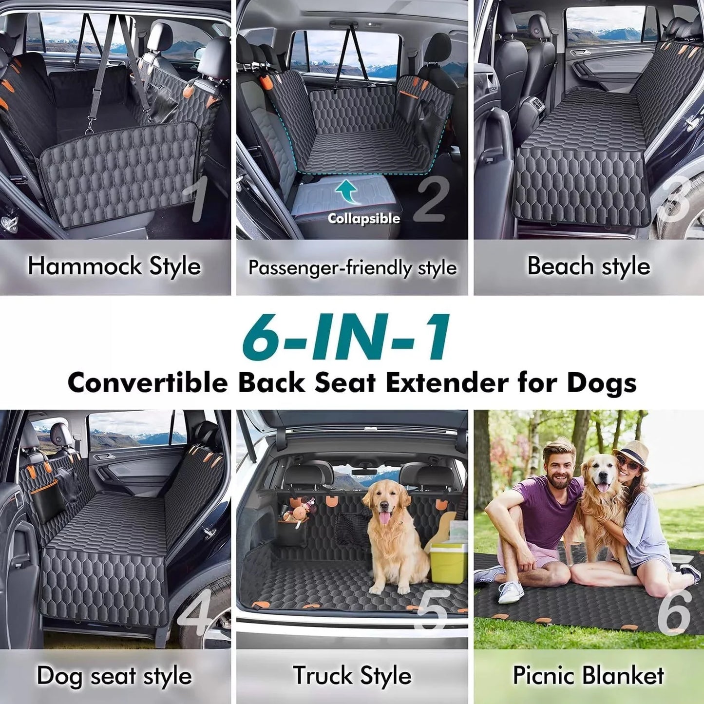 Waterproof Car Back Seat Protector Pet Dog Seat Cover for Truck Suv Hammock Mat