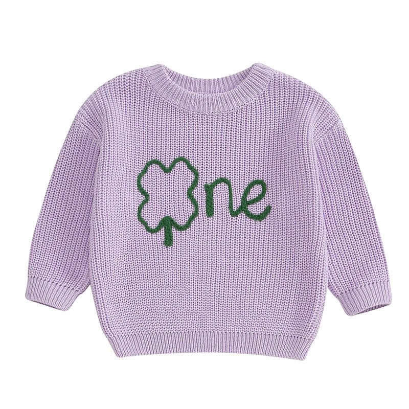 St Patrick s Day Toddler Knit Sweater Green Shamrock Embroidery Crew Neck Long Sleeve Pullover Irish Baby Clothes for Boy Girl