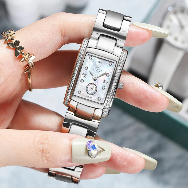 Classic square waterproof stainless steel material women's quartz watch