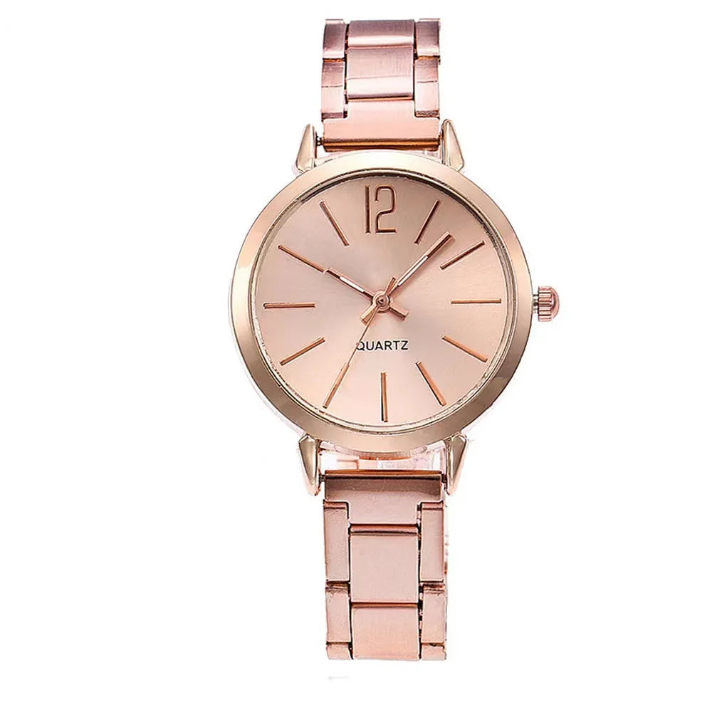 Luxury Watch for Women Simple Round Dial Stainless Fashion Gold Bracelet Quartz Wristwatch Students Ladies Watches Reloj Mujer