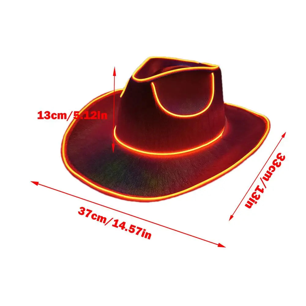 Rave Glowing Light Up Bar Cowboy Hat LED Bride Cowgirl Caps NightClub Bachelor Party Props Neon Hat Costume Accessories