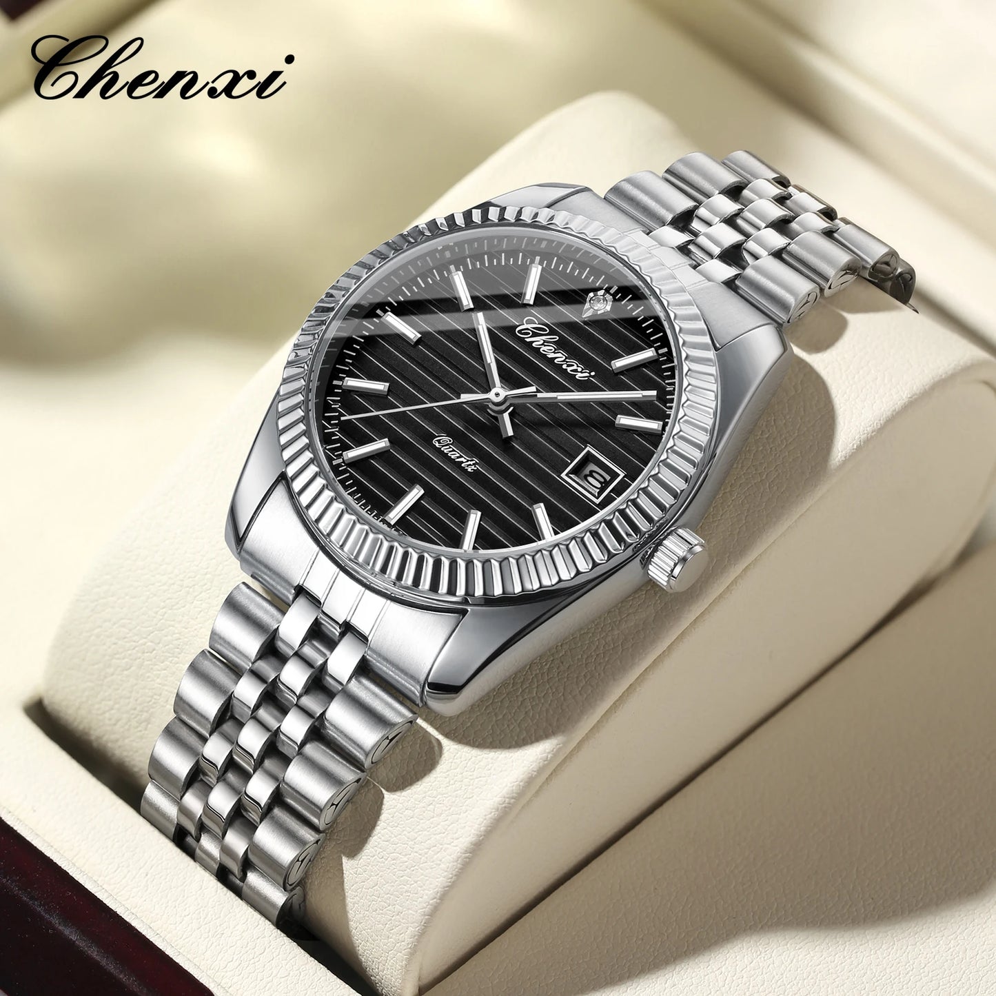 Chenxi 004D Luxury Stainless Steel Watch For Man Waterproof Luminous Date Men Watch Casual Quartz Men's Watches Male Clock