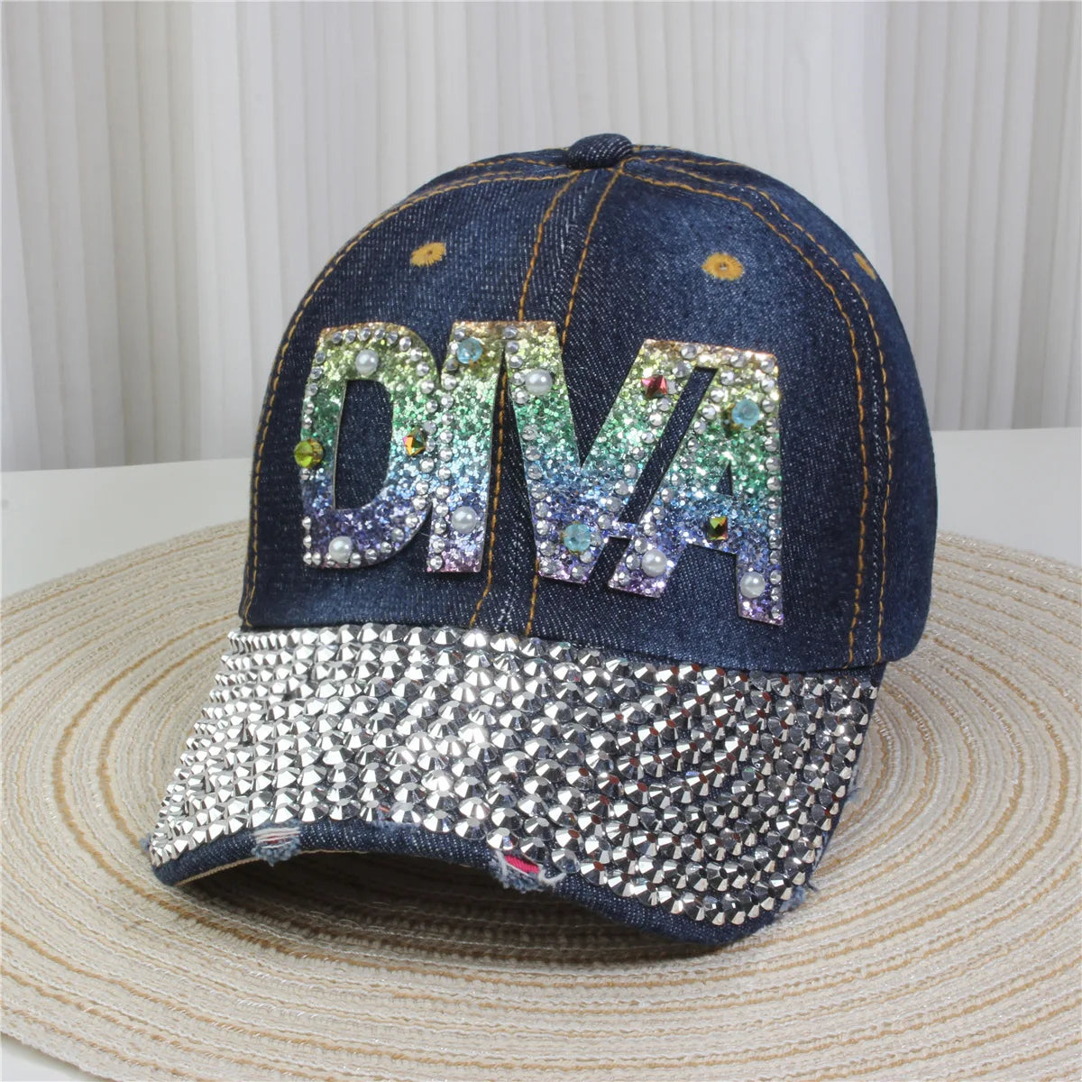 Women's Baseball Cap Diamond Painting Embroidery Flower Denim Snapback Hats Jeans Woman Female Cap Cowboy Summer Sun Hat