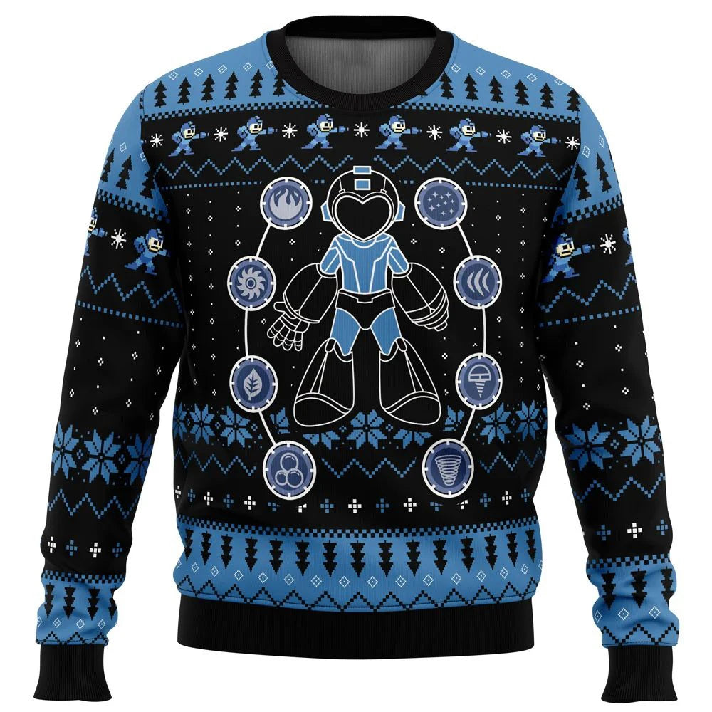 Mega Man Mega Holiday Ugly Christmas Sweater Gift Santa Claus Pullover Men 3D Sweatshirt And Top Autumn And Winter Clothing