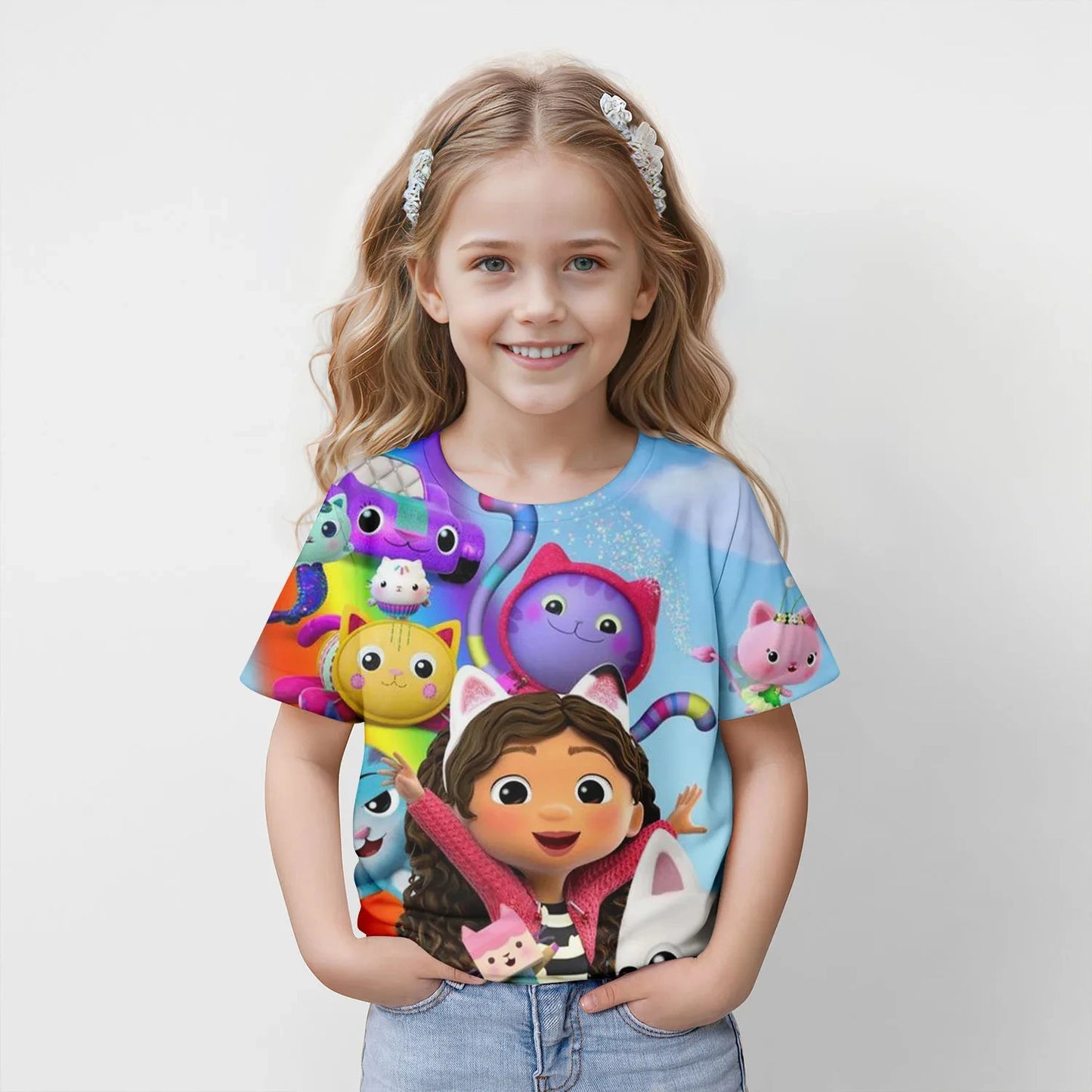 New Kids Cartoon  Gabbys Dollhouse Tops Tees 3D Print  T-shirt Children Casual Short Sleeve Clothing  Girls Sports Streetwear