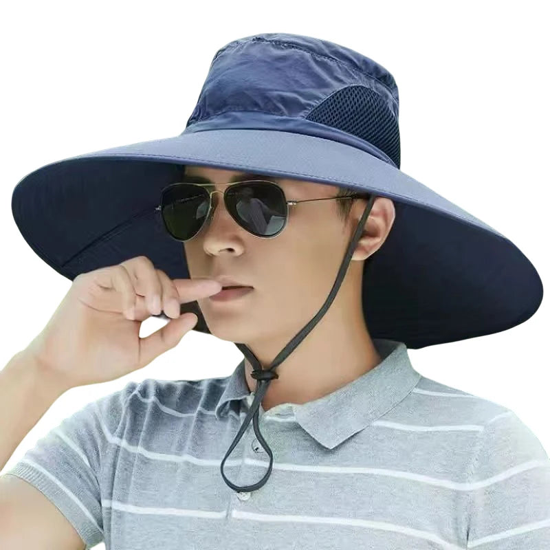 Summer Fisherman Sun Hat Outdoor Sunshade Hat Men's Traveling Camping Beach Caps Big Brim Mountaineering Cowboy Hats