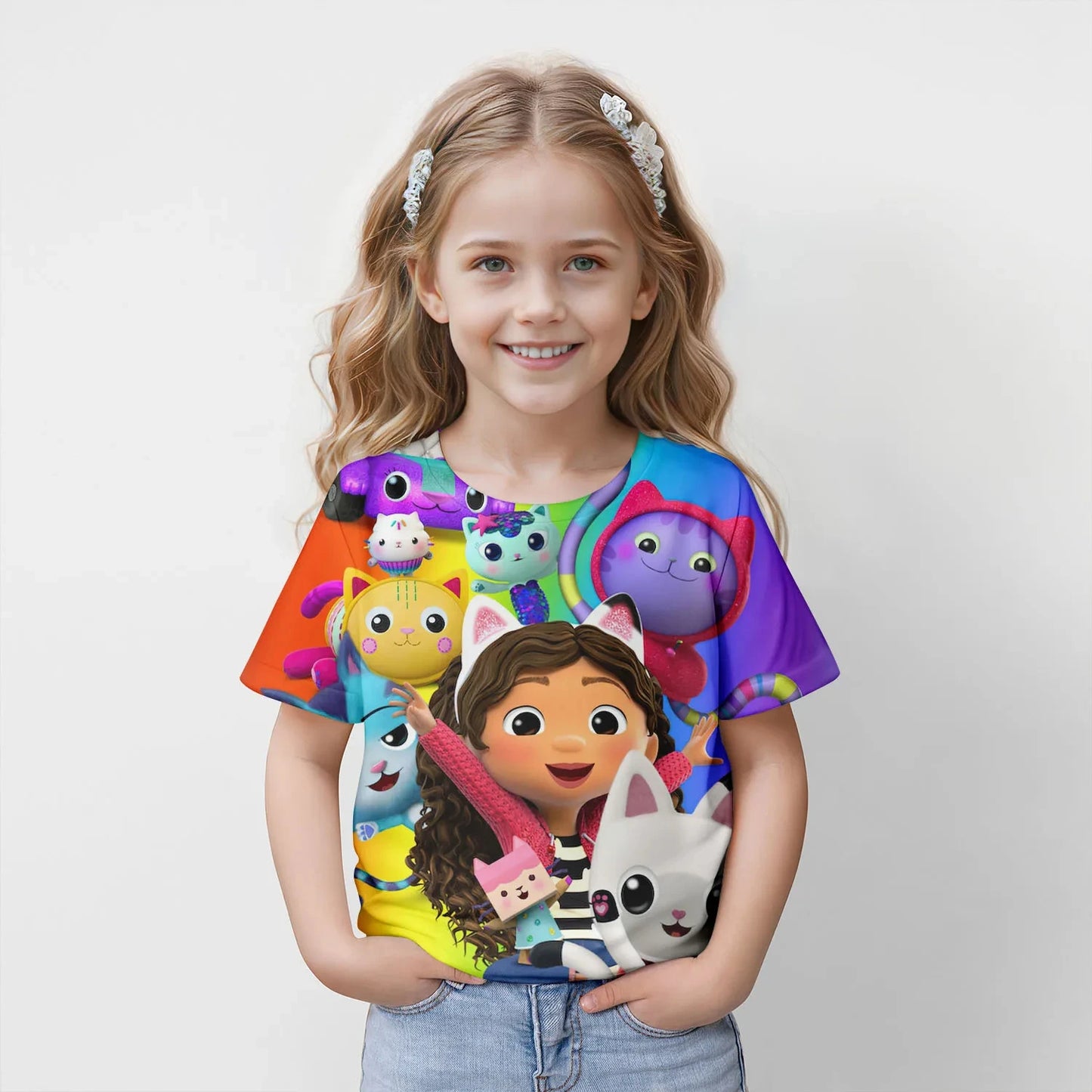 New Kids Cartoon  Gabbys Dollhouse Tops Tees 3D Print  T-shirt Children Casual Short Sleeve Clothing  Girls Sports Streetwear