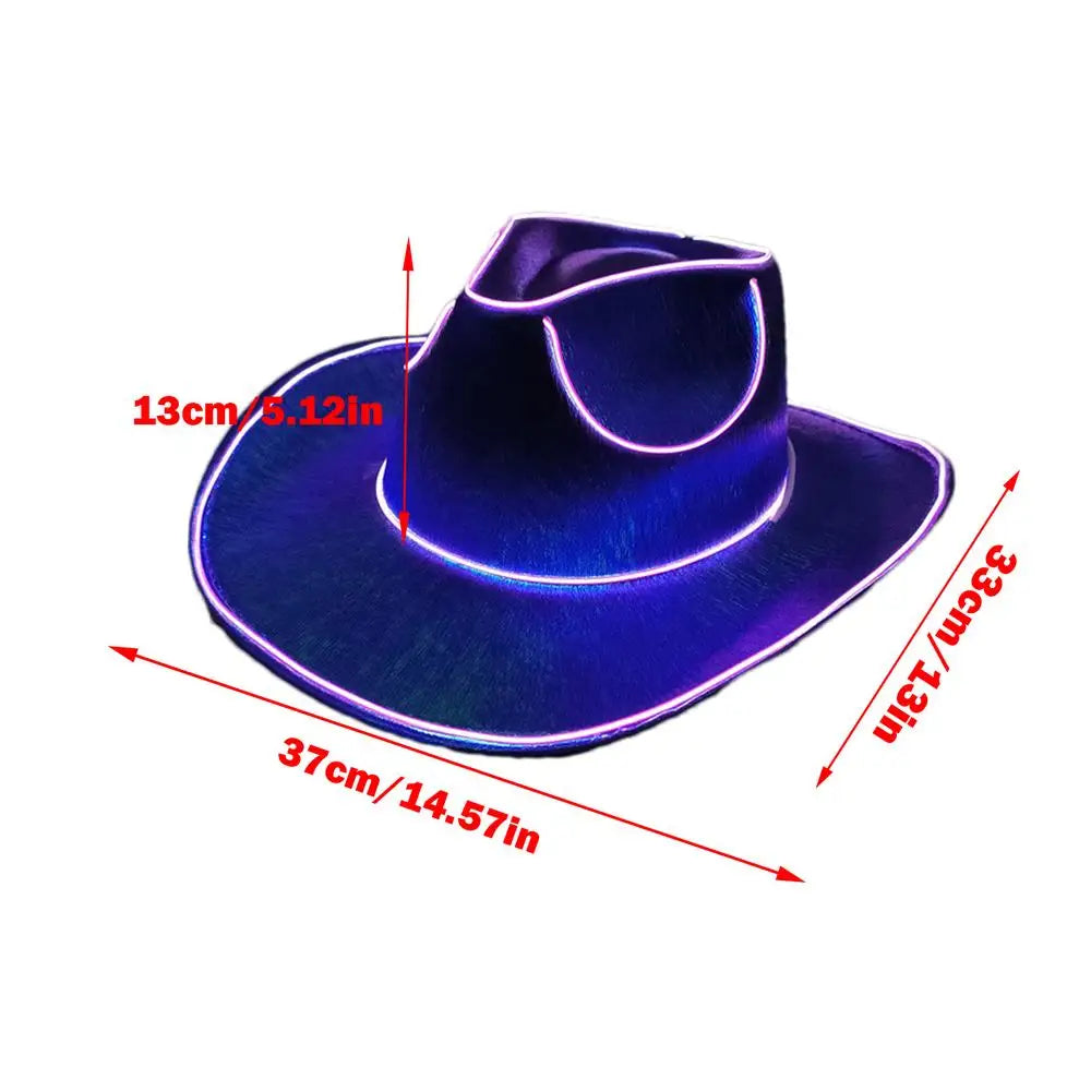 Rave Glowing Light Up Bar Cowboy Hat LED Bride Cowgirl Caps NightClub Bachelor Party Props Neon Hat Costume Accessories