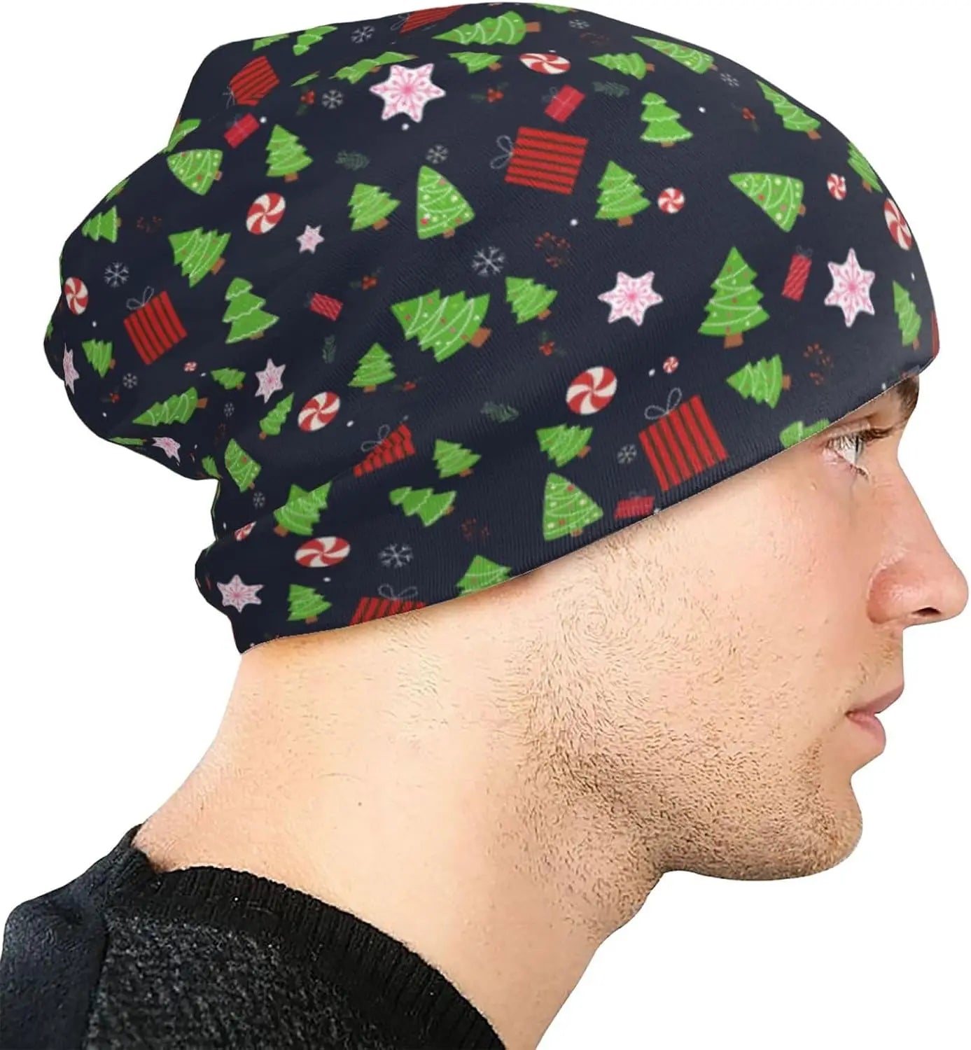 Christmas Cat Beanie Hat Chemo Headwear Slow Skull Sleep Cap for Women Men Winter Running