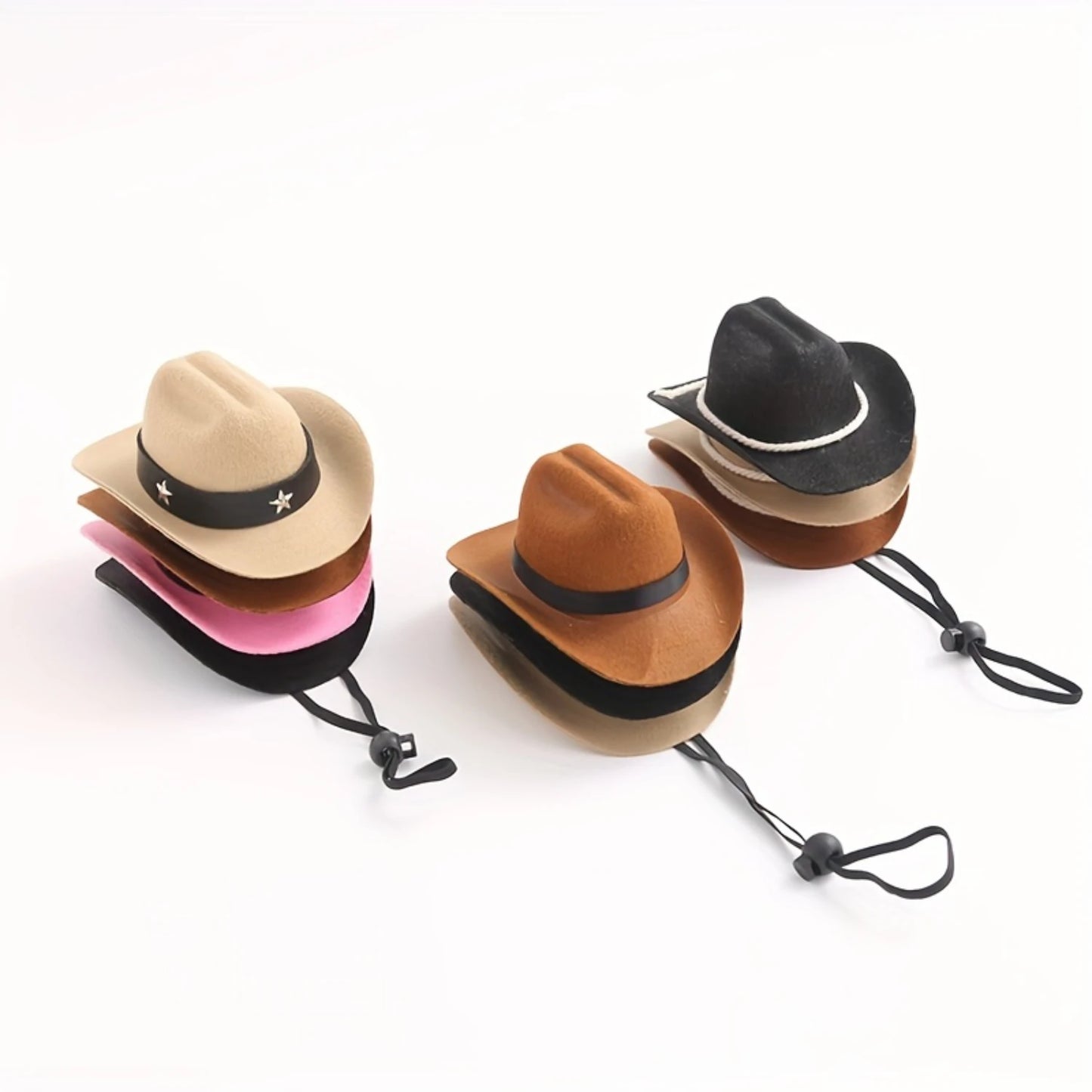 Chic Mini Cowboy Hat For Cats & Small Dogs With Star Accent - Adjustable Lace-Up Pet Accessory