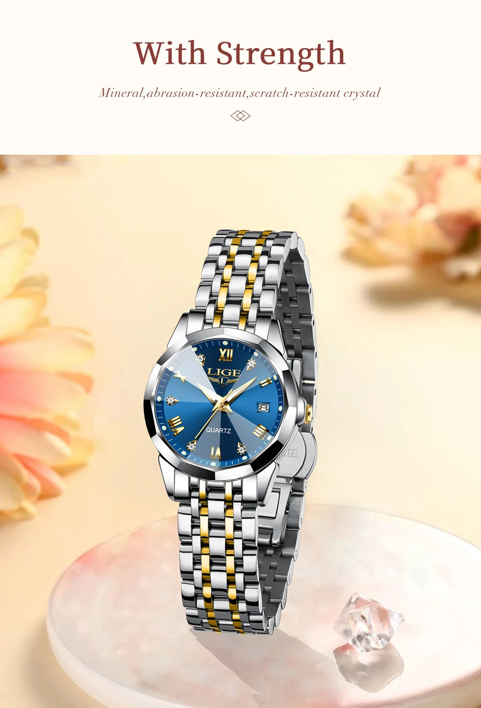 LIGE Top Luxury Elegant Watch for Women Waterproof Luminous Date Ladies Watch Stainless Steel Quartz Women's Watches Girl Reloj