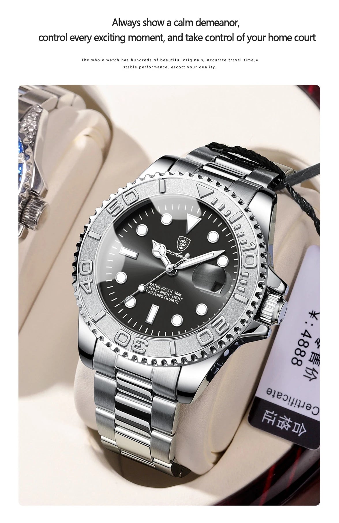 POEDAGAR Fashion Men's Watches Greenwich Style Original Quartz Watch for Man Classic Trend Waterpoof Stainless Steel Wristwatch