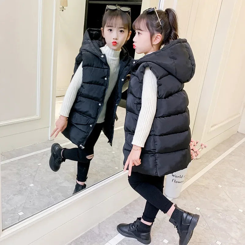 Child Waistcoat Children Outerwear Winter Coat Vest for Kids Clothes Fashion Warm Cotton Teen baby Girl Vest Jacket Parent-Child