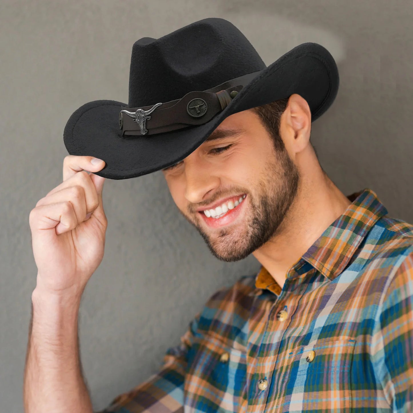 Western Cowboy Hats with Shapeable Wide Brim Unisex Western Cowboy Hat for Men Women and Teens