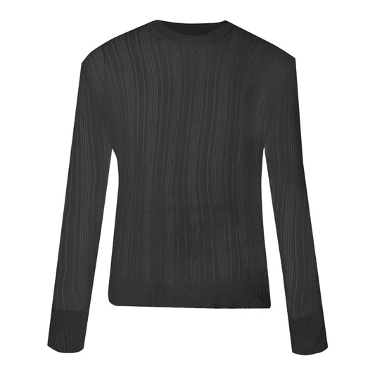 2024 Long Sleeved T Shirt Mens Autumn Elastic Hollowed Out Sweater Casual Simple All Matching Clothes Winter Popular Apparel