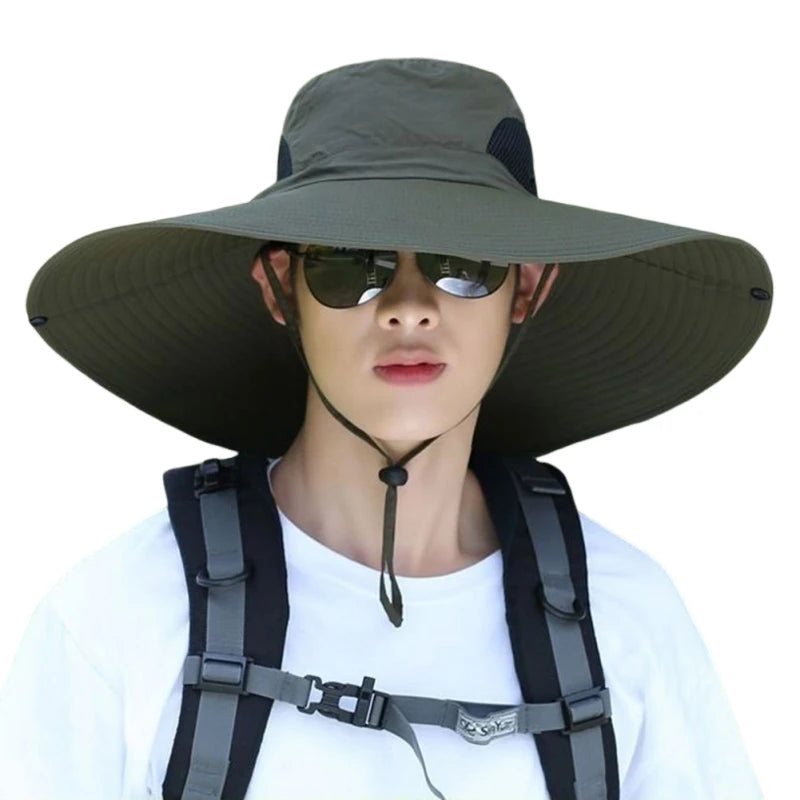 Summer Fisherman Sun Hat Outdoor Sunshade Hat Men's Traveling Camping Beach Caps Big Brim Mountaineering Cowboy Hats