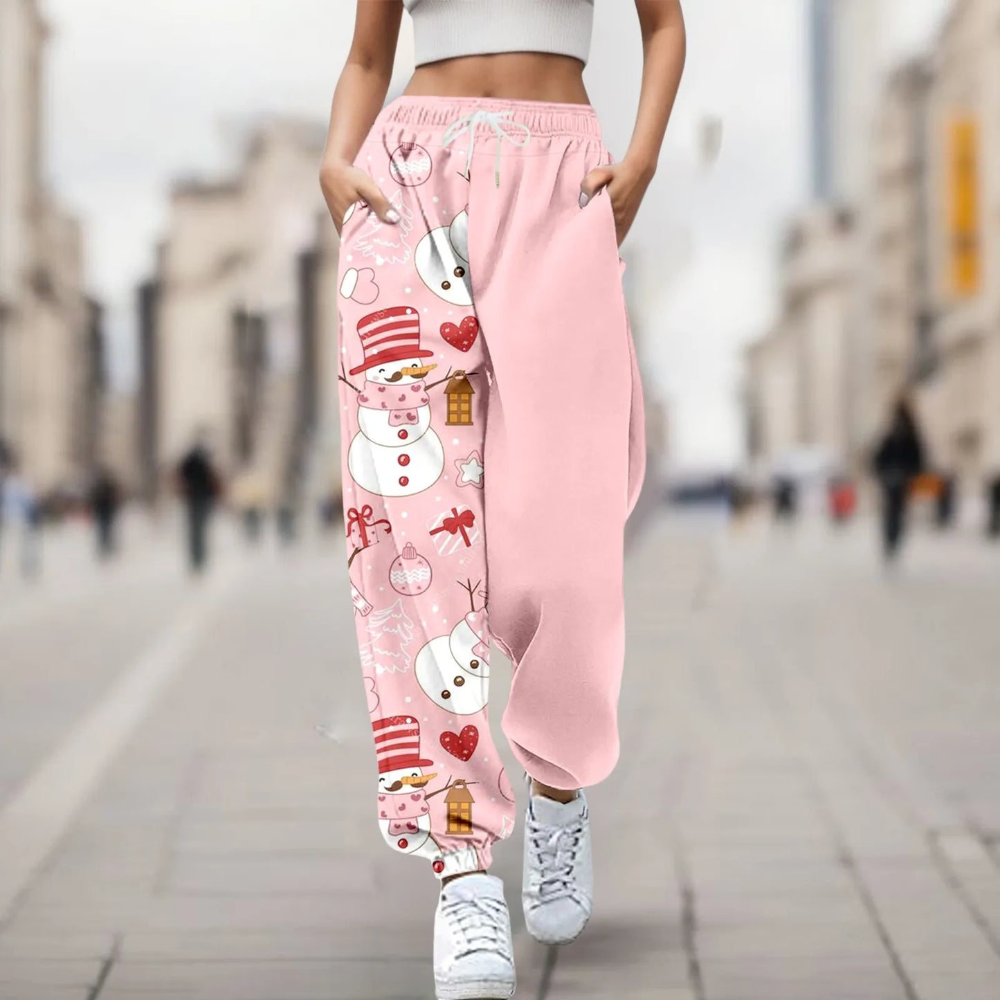 Women Merry Christmas Fashion Trousers Deer Xmas Print Bottom Sweatpants Sweatpants Gym Fitness Training Pants Female Joggers