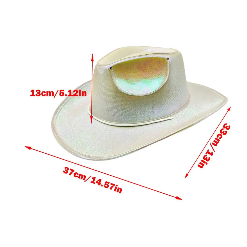 New Arrival Pearlescent Cowboy Hat Dance Costume Decorate Glowing Cowgirl Caps Glowing For Neon NightClub