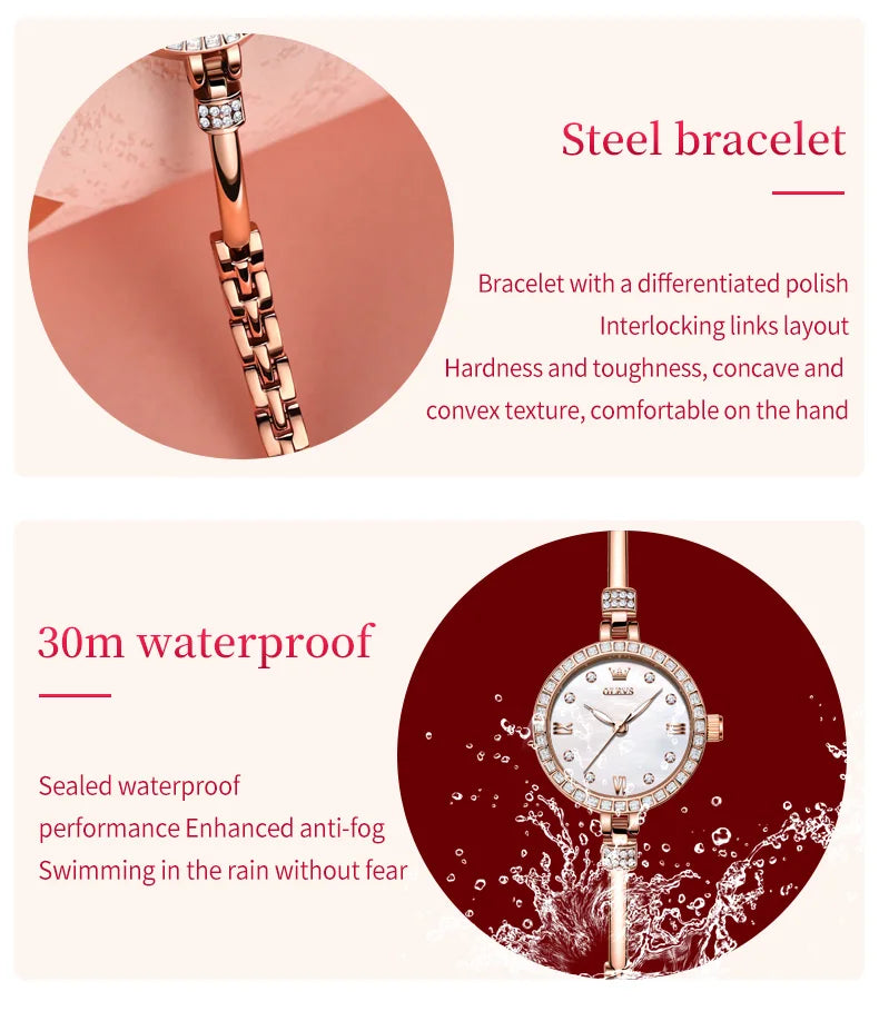 Original OLEVS Ultra Thin 8mm Dial Watch for Women Luxury Diamond Wristwatch Fashion Elegant Ladies Watches Relógio Feminino