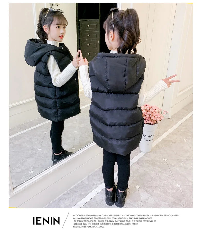 Child Waistcoat Children Outerwear Winter Coat Vest for Kids Clothes Fashion Warm Cotton Teen baby Girl Vest Jacket Parent-Child