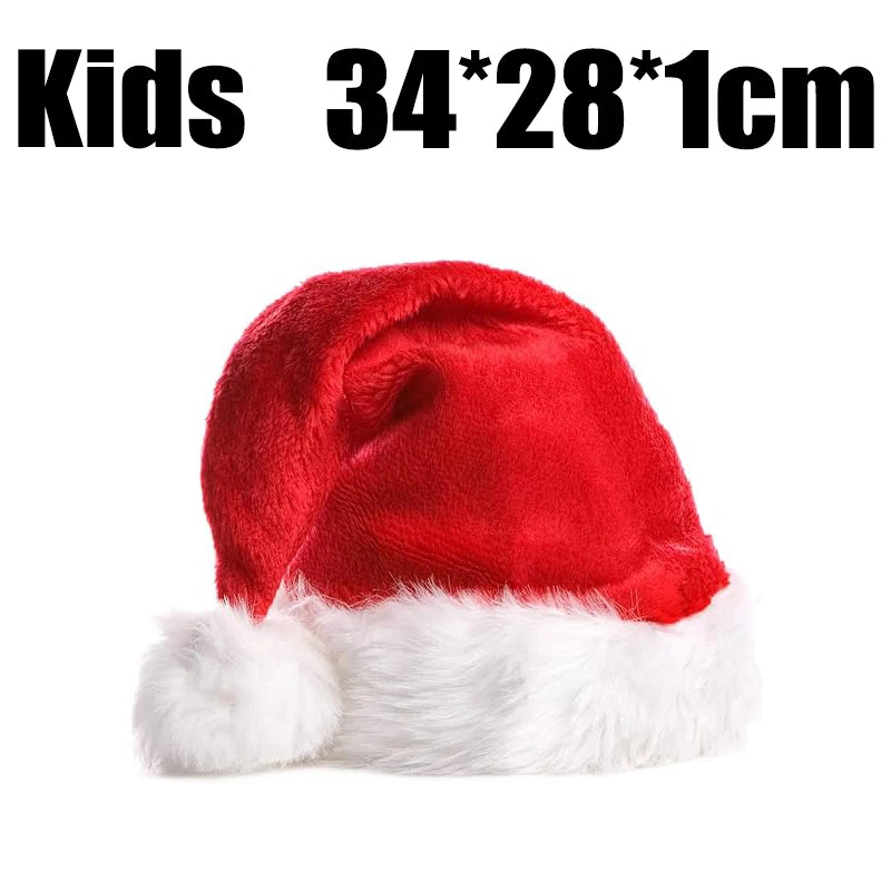 Santa Claus Christmas Hat Add Velvet Thick Cap Plush Father Christmas Hats Adults Children Festival Party Decorative Warm Caps