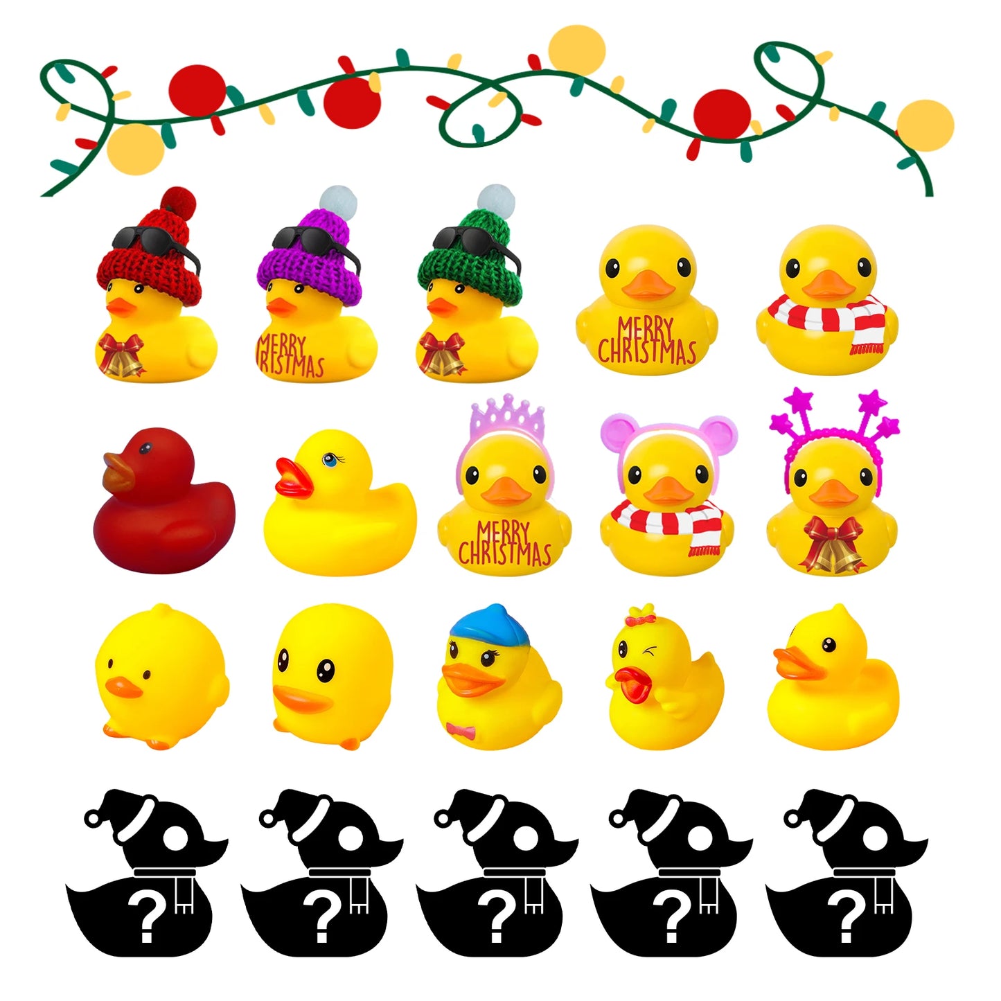 24 Square Yellow Duck Blind Box, Christmas Rubber Yellow Duck Decoration, Cartoon Gift Ducklings, Toys For Children And Pets