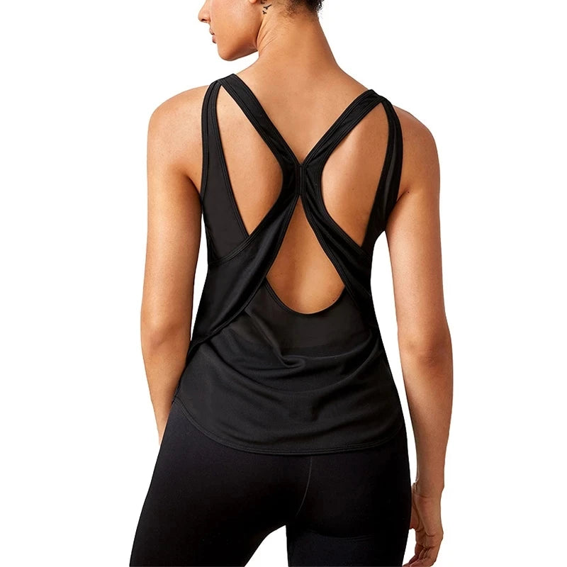 Sexy Mesh Back Sport T-shirt Women Gym Tank top Loose Sportswear Breathable Workout Tank Top Sleeveless Fitness Yoga T shirt top