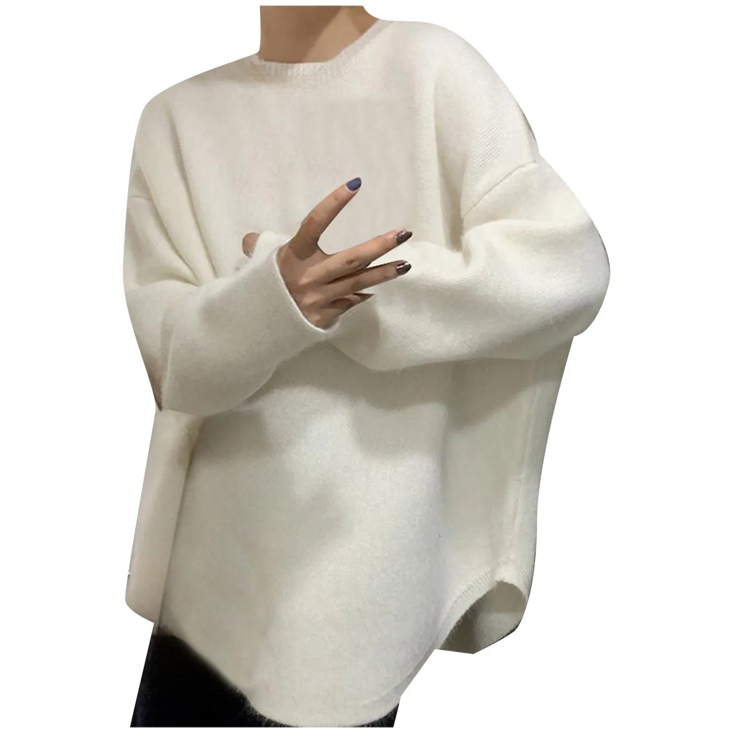 Winter Women's Elegant Irregular Hem Knitted Pullover Sweater Fashion Casual Loose Oversized Knitwear Sweaters Streetwear