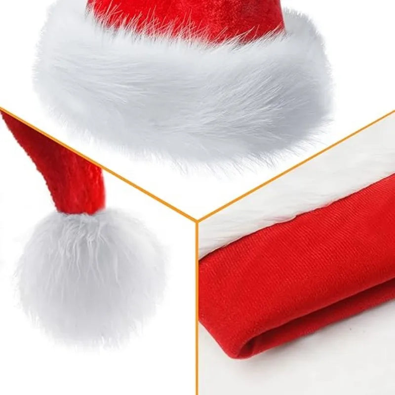 Santa Claus Christmas Hat Add Velvet Thick Cap Plush Father Christmas Hats Adults Children Festival Party Decorative Warm Caps