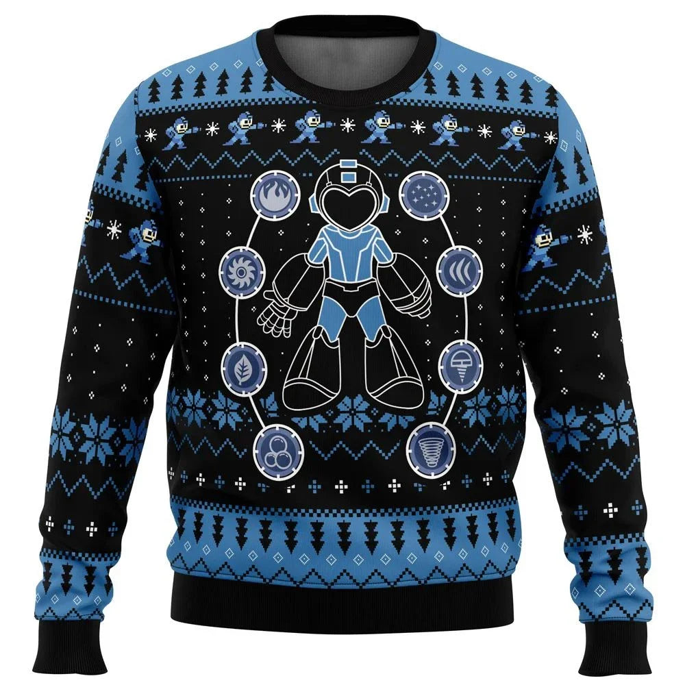 Mega Man Mega Holiday Ugly Christmas Sweater Gift Santa Claus Pullover Men 3D Sweatshirt And Top Autumn And Winter Clothi