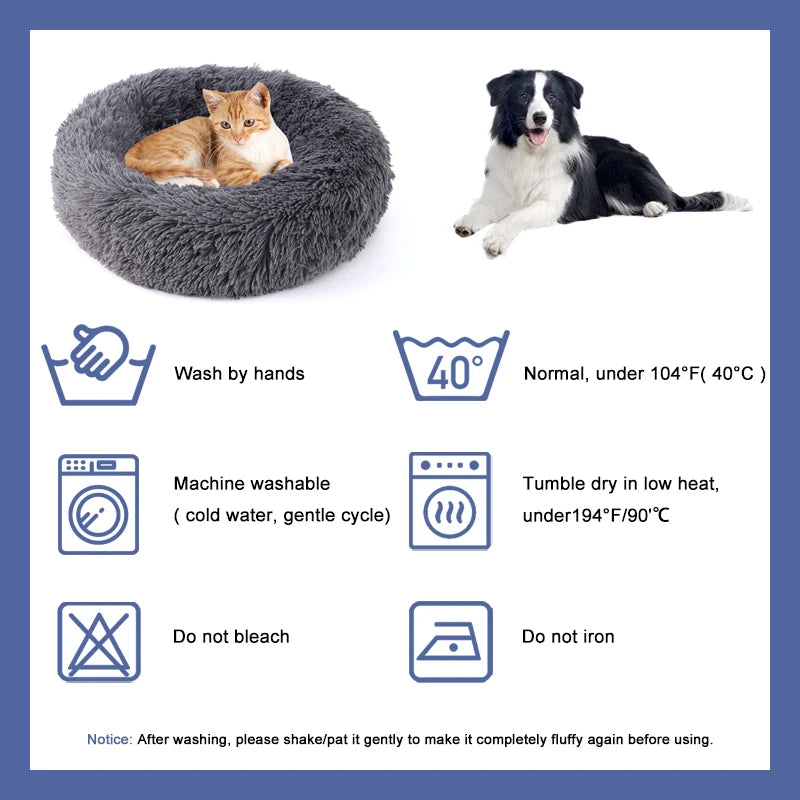 40-100cm Fluffy Pets Dogs Beds Large Round Dog Bed Super Warm Soft Cat House Plush Cat Nest Winter